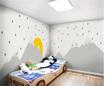 Vaikų kambarys visame name, pasirinktinį fono paveikslėlį, švieži, abstraktus Šiaurės kraštovaizdis, briedžiai, visas namas fone sienų tapyba