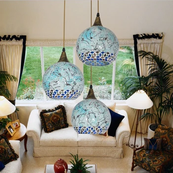 Viduržemio jūros Bohemiškas Stilius Stiklo lempų gaubtų Pakabukas Šviesos Sustabdytas Šviestuvas, Koridoriaus, Miegamojo Lempa šviestuvas