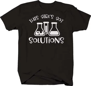 Ši Mergaitė Gavo Sprendimus. Stiklinę Mėgintuvėlį Juokinga Mokslo Chemijos T-Shirt. Medvilnės trumpomis Rankovėmis O-Neck T Shirt Mens Naujas S-3XL