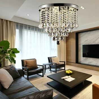 Šiuolaikinių led juodos spalvos lubų lempa Plafonnier E27 lemputės 220v krištolo sietynai, miegamojo, valgomojo kambario lubų lempa kambario dekoro apšvietimas