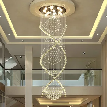 Šiuolaikinių LED kristalų liustra skirtumas apskrito paprasta spiralė oro palėpės laiptų liustra kambarį Liustra