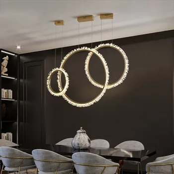 Šiuolaikinės Aukso Turas Ratas LED Kristalų Droplight Restoranas, LED lempos miegamajame šviesos Liustra Apšvietimo