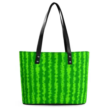 Žalias Dryžuotas Rankinės Arbūzas Spausdinti Estetinės Pečių Maišą Darbo PU Odos Nešti Maišą Moterų Diržas Grafinis Shopper Bags